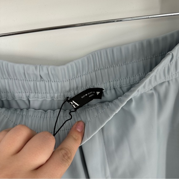 Zara Business Casual High Waisted Pull On Powder Blue Trousers - Picture 4 of 5